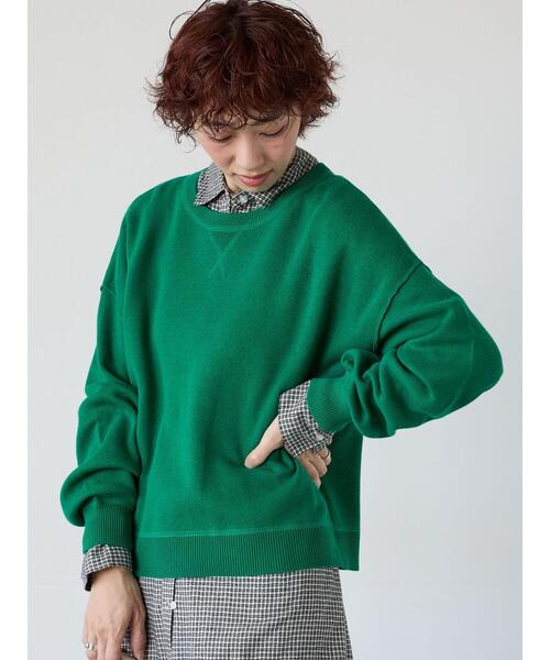 Lugnoncure(ルノンキュール)の「スウェットライククルーネックニット(ニット/セーター・レディース・ブラック/オフホワイト/レッド/グリーン/モカ・F)」の10枚目の写真