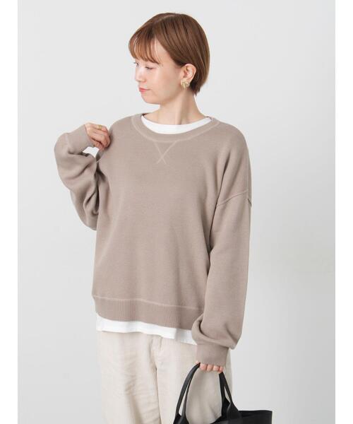 Lugnoncure(ルノンキュール)の「スウェットライククルーネックニット(ニット/セーター・レディース・ブラック/オフホワイト/レッド/グリーン/モカ・F)」の12枚目の写真