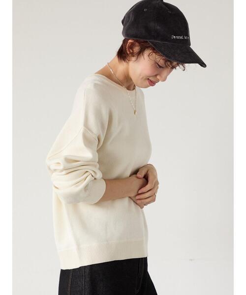 Lugnoncure(ルノンキュール)の「スウェットライククルーネックニット(ニット/セーター・レディース・ブラック/オフホワイト/レッド/グリーン/モカ・F)」の21枚目の写真