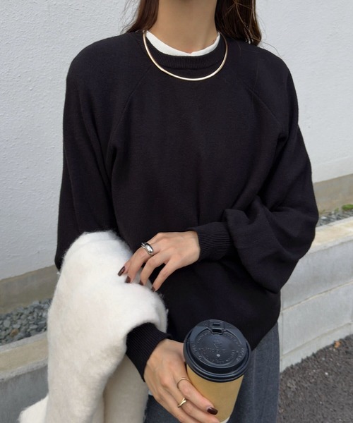 KOBE LETTUCE（コウベレタス）の「ロングカフススウェットライクニット（ニット/セーター・レディース・グレー/アイボリー/ブラック/レッド・M）」の10枚目の写真