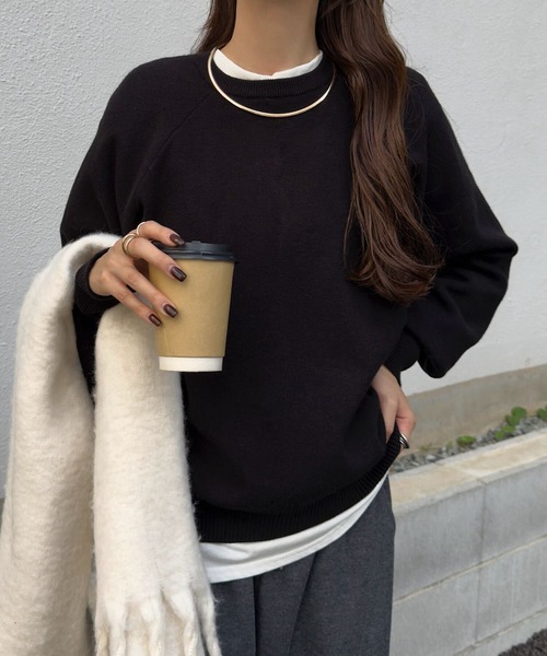 KOBE LETTUCE（コウベレタス）の「ロングカフススウェットライクニット（ニット/セーター・レディース・グレー/アイボリー/ブラック/レッド・M）」の11枚目の写真