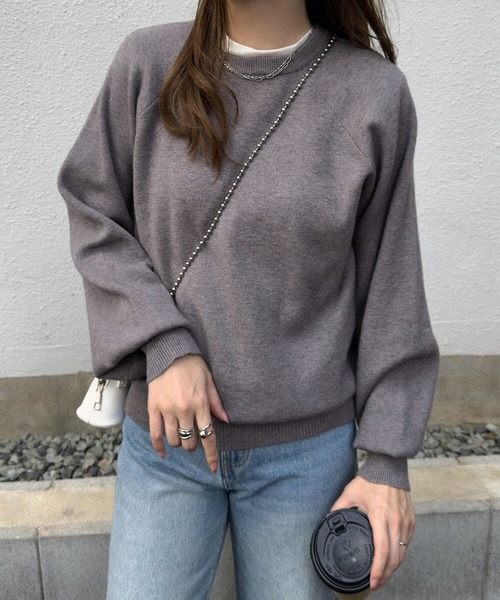 KOBE LETTUCE（コウベレタス）の「ロングカフススウェットライクニット（ニット/セーター・レディース・グレー/アイボリー/ブラック/レッド・M）」の17枚目の写真