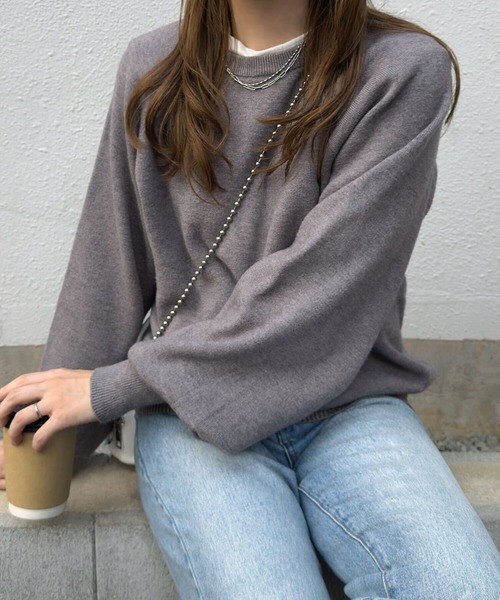 KOBE LETTUCE（コウベレタス）の「ロングカフススウェットライクニット（ニット/セーター・レディース・グレー/アイボリー/ブラック/レッド・M）」の18枚目の写真