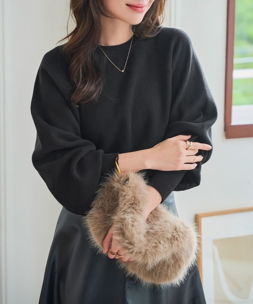 KOBE LETTUCE（コウベレタス）の「ロングカフススウェットライクニット（ニット/セーター・レディース・グレー/アイボリー/ブラック/レッド・M）」の14枚目の写真