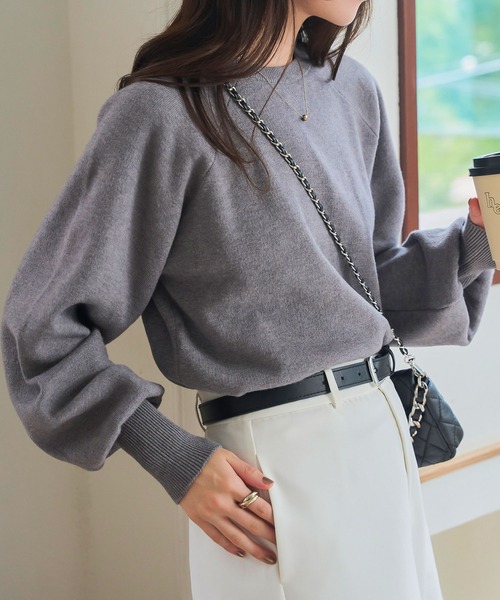 KOBE LETTUCE（コウベレタス）の「ロングカフススウェットライクニット（ニット/セーター・レディース・グレー/アイボリー/ブラック/レッド・M）」の20枚目の写真