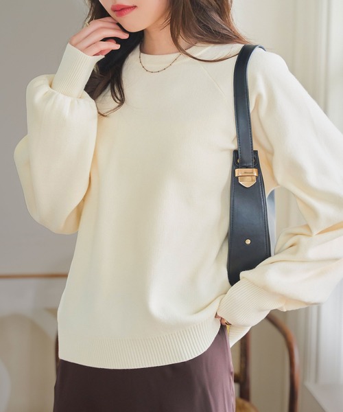 KOBE LETTUCE（コウベレタス）の「ロングカフススウェットライクニット（ニット/セーター・レディース・グレー/アイボリー/ブラック/レッド・M）」の8枚目の写真