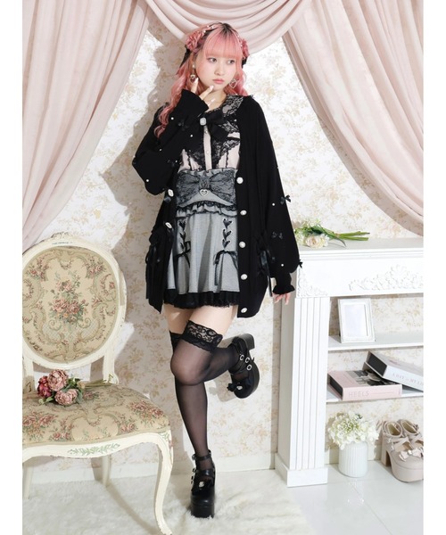 NOEMIE(ノエミー)の「キラキラリボンケーブルカーディガン(カーディガン/ボレロ・レディース・オフホワイト/サックスブルー/ブラック/ピンク・M)」の14枚目の写真
