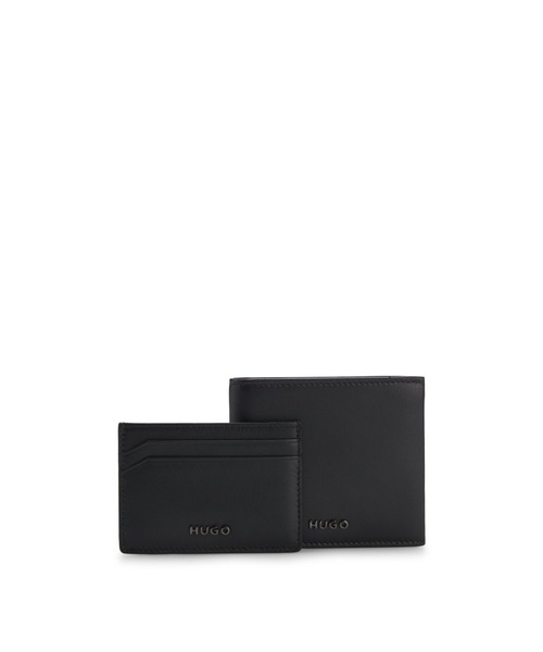 ギフトセット レザーウォレット＆カードホルダー ロゴディテール（財布