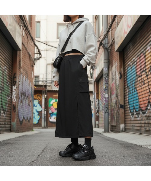 FILA（フィラ）の「Woven Wrap Skirt（スカート・レディース・ブラック・L/M/S/XS）」の5枚目の写真