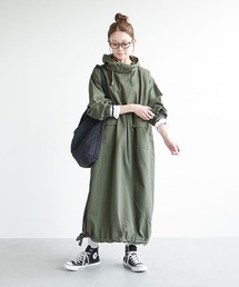 ヘリンボン サルベージパーカーワンピース