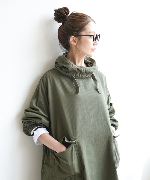 ヘリンボン サルベージパーカーワンピース（ワンピース）｜solamonat