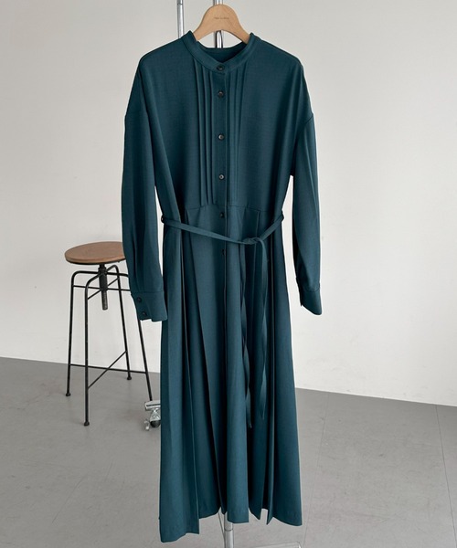 Doux archives（ドゥアルシーヴ）の「ピンタックプリーツワンピース（ワンピース・レディース・グレー/ネイビー/グリーン・FREE）」の3枚目の写真