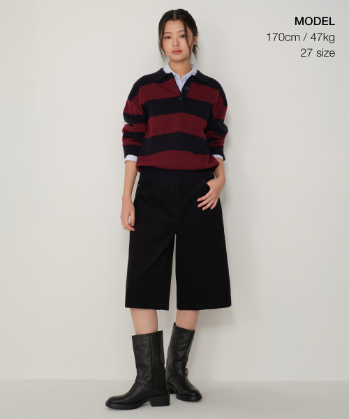 MUSINSA STANDARD WOMAN（ムシンサスタンダードウーマン）の「ウィメンズ 11W コーデュロイ バミューダパンツ [ブラック]（その他パンツ・レディース・その他・30/24/25/26/27/28/29）」の2枚目の写真
