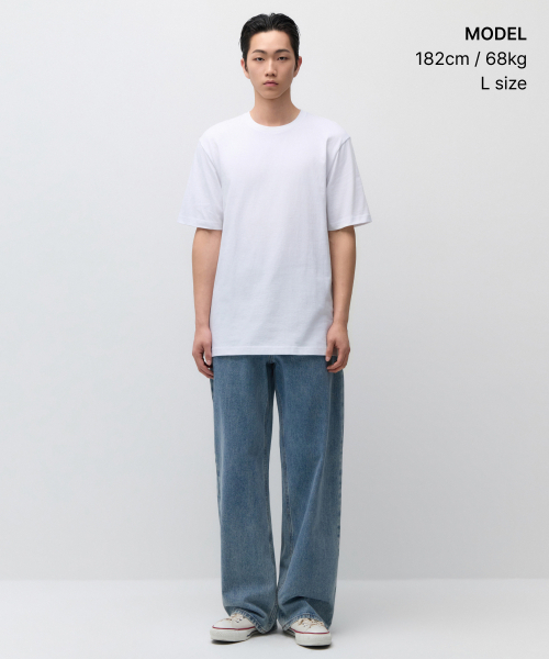 MUSINSA STANDARD（ムシンサスタンダード）の「レイヤードクルーネックTシャツ_通常丈 [ホワイト]（Tシャツ/カットソー・メンズ・その他・SMALL/MEDIUM/LARGE/X-LARGE/XX-LARGE/X-SMALL）」の2枚目の写真