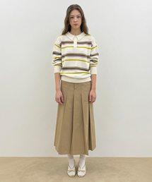 Sinoon Pleated Maxi Skirt (Beige)