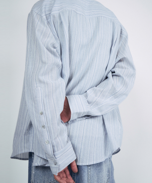 SLOWACID（スローアシッド）の「ストライプボタンシャツ[スカイブルー]（シャツ/ブラウス・レディース・その他・SMALL/MEDIUM/LARGE）」の6枚目の写真