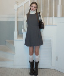 グレー 長袖 ミニワンピース プリーツ グレー 長袖 ミニワンピース プリーツ