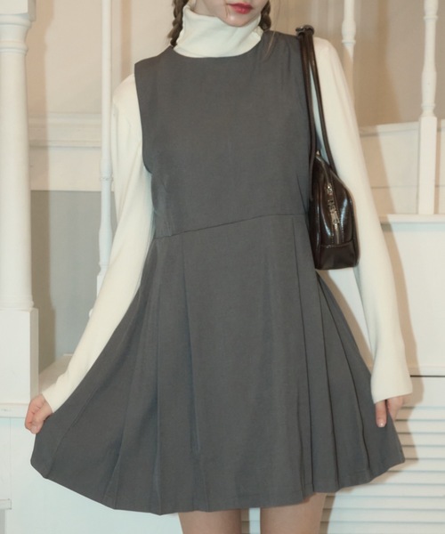 Birthday room(バースデイルーム)の「プリーツミニワンピース/pleated mini dress(ワンピース・レディース・グレー/ブラック・FREE)」の9枚目の写真
