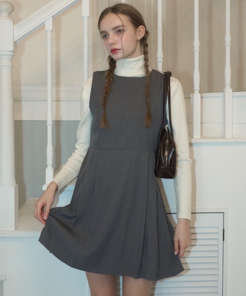 Birthday room(バースデイルーム)の「プリーツミニワンピース/pleated mini dress(ワンピース・レディース・グレー/ブラック・FREE)」の12枚目の写真
