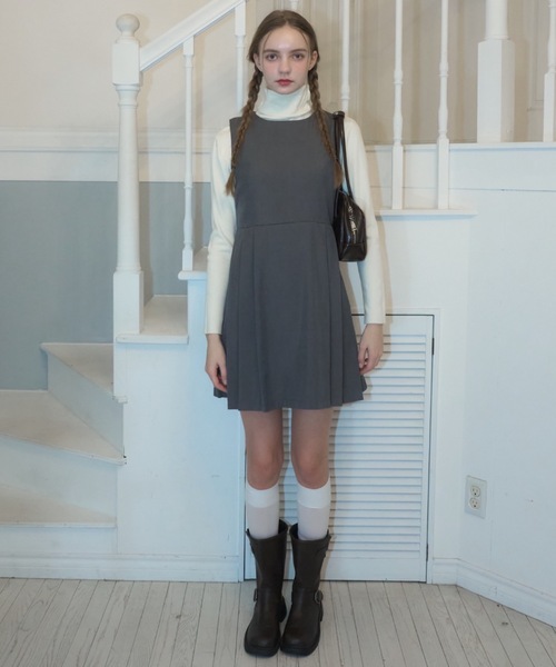 Birthday room(バースデイルーム)の「プリーツミニワンピース/pleated mini dress(ワンピース・レディース・グレー/ブラック・FREE)」の17枚目の写真