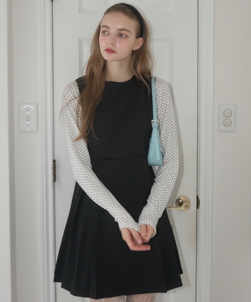 Birthday room(バースデイルーム)の「プリーツミニワンピース/pleated mini dress(ワンピース・レディース・グレー/ブラック・FREE)」の8枚目の写真