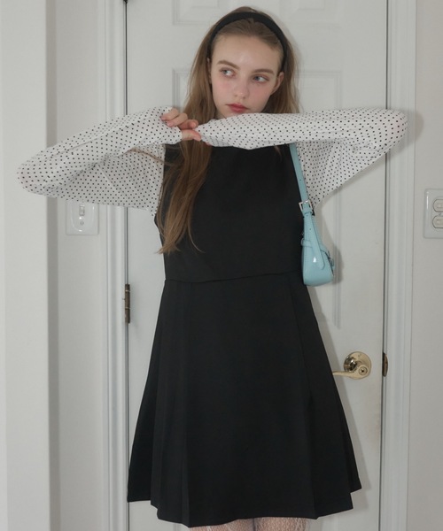 Birthday room(バースデイルーム)の「プリーツミニワンピース/pleated mini dress(ワンピース・レディース・グレー/ブラック・FREE)」の5枚目の写真