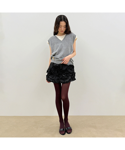 セール】Rose Frill Mini Skirt (Black)（スカート）｜SINOON