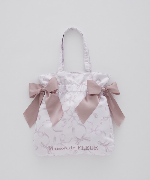 リボン柄ダブルリボントートバッグ(トートバッグ)|Maison de FLEUR リボン柄ダブルリボントートバッグ(トートバッグ)|Maison de FLEUR