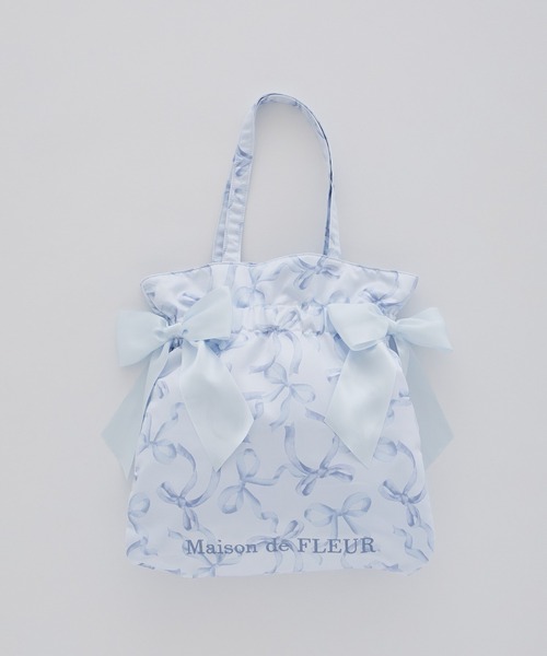 Maison de FLEUR(メゾンドフルール)の「リボン柄ダブルリボントートバッグ(トートバッグ・レディース・ブルー/ピンク・FREE)」の2枚目の写真