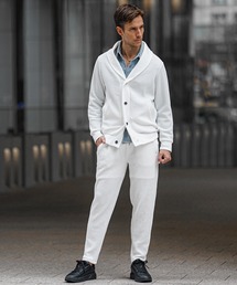 【SOMEDIFF】ワッフルショールカラーカーディガンセットアップ メンズ テーパード ジョガー イージーパンツ スウェット 春服 冬服