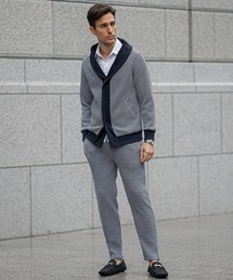 【SOMEDIFF】ワッフルショールカラーカーディガンセットアップ メンズ テーパード ジョガー イージーパンツ スウェット 春服 冬服