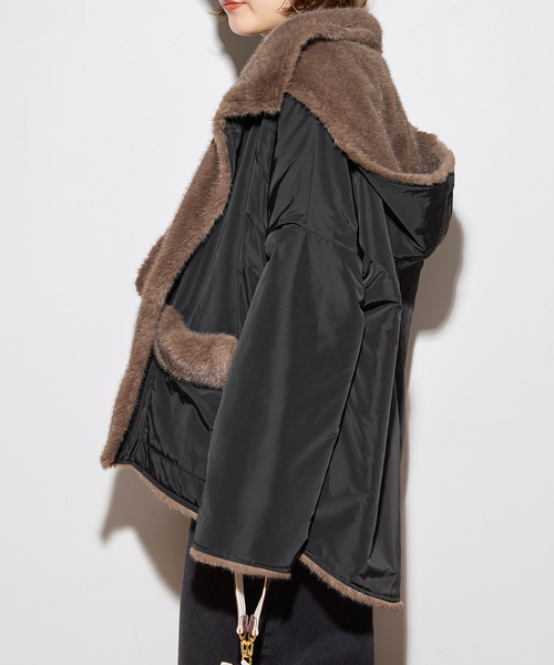 collection PRIVEE?(コレクションプリヴェ)の「【COLLECTION PRIVEE?】 WOMAN ECO-FUR JACKET:ジャケット(その他アウター・レディース・ブラック系その他・44/42)」の6枚目の写真