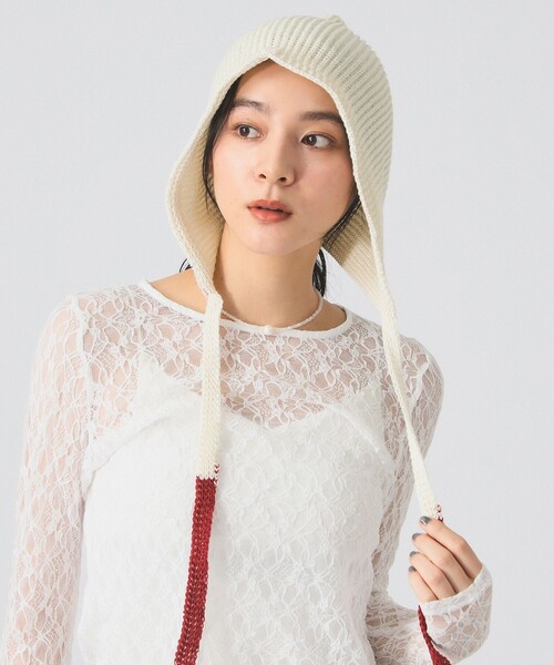 RACAL(ラカル)の「【別注】RACAL / ニット フーディ(ニットキャップ/ビーニー・レディース・ネイビー/イエロー/ホワイト・ONE SIZE)」の5枚目の写真