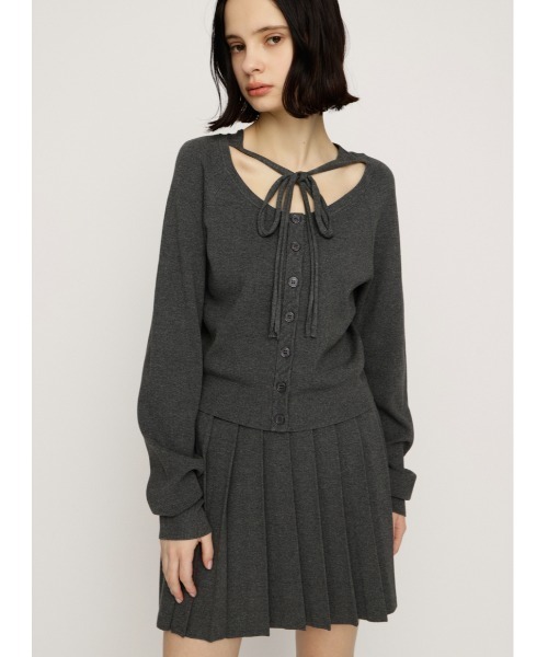 SLY（スライ）の「RIBBON 2P OP リボン ツーピー ワンピース 秋服 冬服（ワンピース・レディース・レッド/ブラック/杢グレー・1/2）」の3枚目の写真