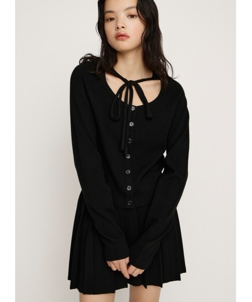 SLY（スライ）の「RIBBON 2P OP リボン ツーピー ワンピース 秋服 冬服（ワンピース・レディース・レッド/ブラック/杢グレー・1/2）」の2枚目の写真