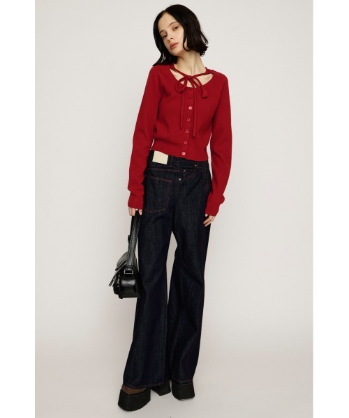 SLY（スライ）の「RIBBON 2P OP リボン ツーピー ワンピース 秋服 冬服（ワンピース・レディース・レッド/ブラック/杢グレー・1/2）」の17枚目の写真