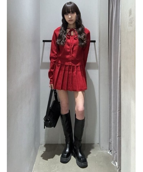 SLY（スライ）の「RIBBON 2P OP リボン ツーピー ワンピース 秋服 冬服（ワンピース・レディース・レッド/ブラック/杢グレー・1/2）」の20枚目の写真