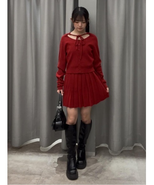 SLY（スライ）の「RIBBON 2P OP リボン ツーピー ワンピース 秋服 冬服（ワンピース・レディース・レッド/ブラック/杢グレー・1/2）」の21枚目の写真