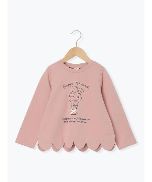 Samansa Mos2 Lagom（サマンサモスモスラーゴム）の「◎パフェプリント裾スカラップロンT（Tシャツ/カットソー・キッズ・ピンク/ネイビー・100/110/120/95/130）」の2枚目の写真