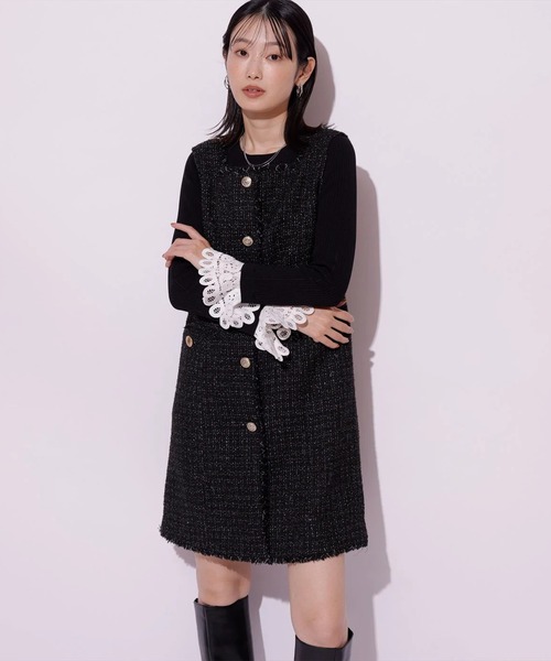 Mystrada(マイストラーダ)の「スクエアネックミニジャンスカ(ワンピース・レディース・ブラック・38/36)」の9枚目の写真