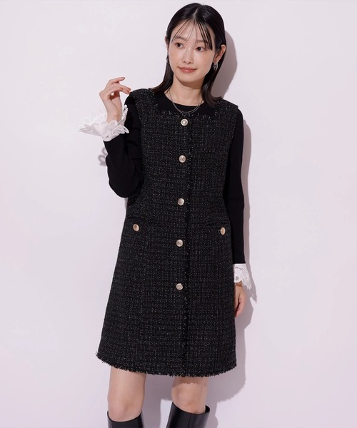 Mystrada(マイストラーダ)の「スクエアネックミニジャンスカ(ワンピース・レディース・ブラック・38/36)」の8枚目の写真