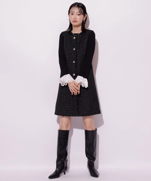 Mystrada(マイストラーダ)の「スクエアネックミニジャンスカ(ワンピース・レディース・ブラック・38/36)」の6枚目の写真