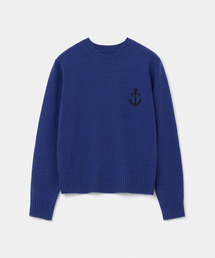 cashmere blended anchor crew neck knit(womens) blue