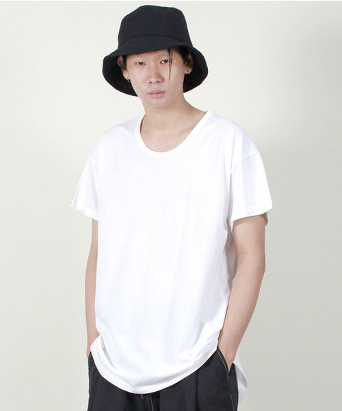 DEMARC(ドゥマーク)の「30番手コットンUネックアシンメトリーハーフTシャツホワイト(Tシャツ/カットソー・メンズ・その他・LARGE/MEDIUM)」の3枚目の写真