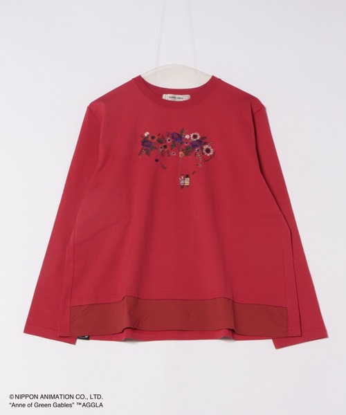 SUPER HAKKA(スーパーハッカ)の「SUPER HAKKA×世界名作劇場 「赤毛のアン」花とブランコ刺繍 長袖カットソー(Tシャツ/カットソー・レディース・ネイビー/レッド/ライトグレー・FREE)」の1枚目の写真