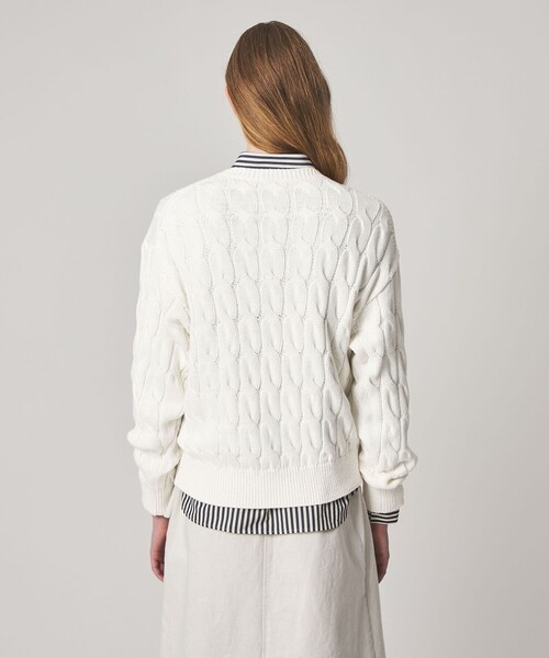 Steven Alan（スティーブンアラン）の「＜Steven Alan＞コットン ケーブル ニット（ニット/セーター・レディース・ネイビー/オフホワイト・FREE）」の5枚目の写真