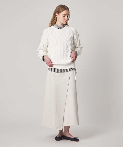 Steven Alan（スティーブンアラン）の「＜Steven Alan＞コットン ケーブル ニット（ニット/セーター・レディース・ネイビー/オフホワイト・FREE）」の6枚目の写真