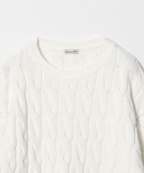 Steven Alan（スティーブンアラン）の「＜Steven Alan＞コットン ケーブル ニット（ニット/セーター・レディース・ネイビー/オフホワイト・FREE）」の20枚目の写真