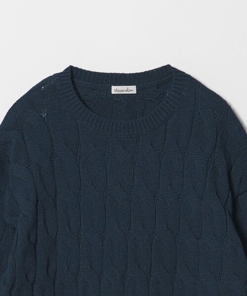 Steven Alan（スティーブンアラン）の「＜Steven Alan＞コットン ケーブル ニット（ニット/セーター・レディース・ネイビー/オフホワイト・FREE）」の11枚目の写真