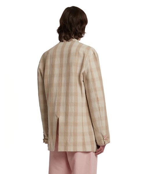 TRUNK PROJECT（トランクプロジェクト）の「Check Linen Blazer_Beige（テーラードジャケット・メンズ・ベージュ・LARGE/SMALL）」の2枚目の写真
